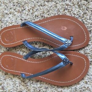 TORY BURCH LEATHER THONG SANDAL/FLIP-FLOP Metallic Blue
